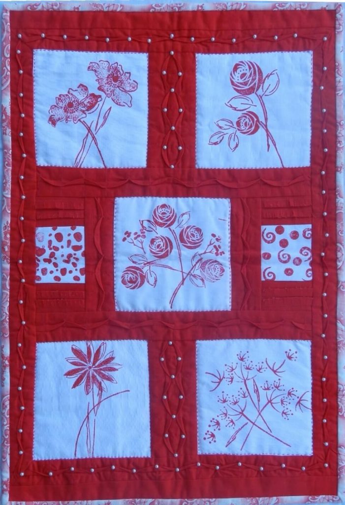 patchwork gilde austria quiltfest Elfriede Forsthuber Rot Weiß mit Stoffdruck